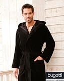 Produkt-Bild: Bugatti, Bademantel mit Kapuze f&uuml;r Herren, S bis XXL, aus kuscheliger und saugstarker Mulitfaser, Farbe schwarz, Gr&ouml;&szlig;e XL