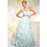 Terani Couture Junior Girls Size 2-16 Powder Blue Feather Formal Gown