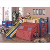 Multi-Color Bunk Bed With Slide and Tent