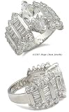 Cubic Zirconia Rings - Sterling Silver Marquise Center Baguette Sides CZ Ring
