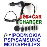 Universal USB Mobile Cell Phone Car Charger 7 Adapter Kit for Samsung Cell Phones & Much More