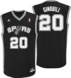 NBA Men's San Antonio Spurs Manu Ginobili Revolution 30 Road Replica Jersey (Black, Large)