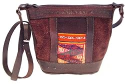 Traditional Leather South American Purse with Woven Alpaca Design - Fresh Cho...
