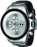 Vestal Men's ZR3L001 ZR-3 Silver Minimalist Chronograph Black Leather Watch