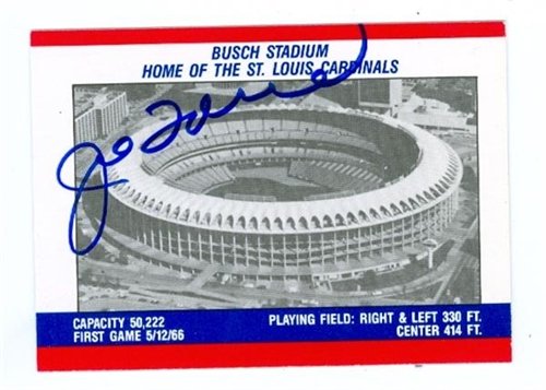 Joe Torre Autographed/Hand Signed baseball card (St Louis Cardinals) Busch Stadium Fleer Sticker Bac