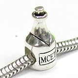 Sterling Silver Champagne Drink Wine Bottle Bead for European Charm Bracelets Jewelry