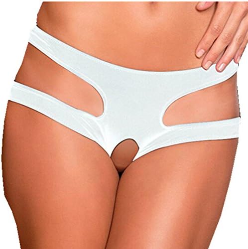 Women's Open Crotch Pants Briefs Knickers G String T Back Panties White L