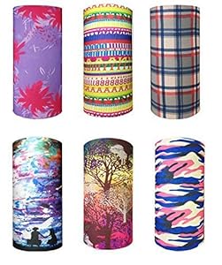 MILE® 6pc Tube Headband Set Biker Motorcycle Face Shield Guards Assorted Seamless Outdoor Sport Bandanna Headwrap Scarf Wrap-A