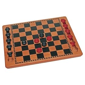 Wood Checkers Set - Red/ Black (17") by Wood Expressions