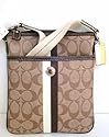 AUTHENTIC COACH HERITAGE STRIPE SWINGPACK 43553 KHAKI/MAHOGANY