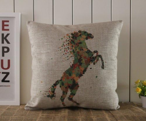 Jastore® Cotton Linen Horse Decorative Throw Pillow Cushion Cover Pillowcase 18×18 Inches