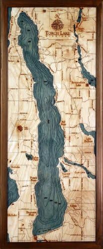 Woodchart Torch Lake Nautical Chart, 13.5 x 31"