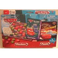 Cars 3 in 1 Game Set, Checkers,Go Fish Card Game,Puzzle