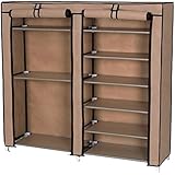 Songmics Double Door Shoe & Boot Rack Cabinet 6-Tier Dustproof Clothes Closet Organizer Mocha URXJ33K