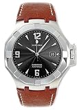 Concord - 0310735 - Saratoga - Montre Homme Acier - Automatique Analogique - Cadran Noir - Dateur - Bracelet Cuir Marron