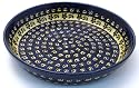 Bunzlauer Polish Pottery Traditional Pie Plate, Blue with Yellow and Green