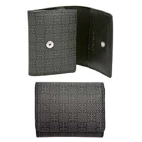 Givenchy Black Leather Dark Grey Logo Pattern Coin Purse 60621315BK