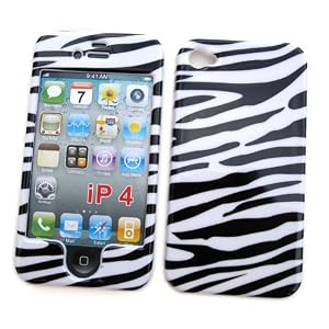 Apple iPhone 4 Snap-on Protector Hard Case Image Cover "Zebra Pattern" Design