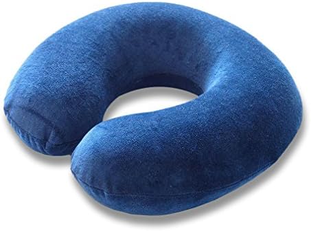 Yucyun Memory Foam U Shaped Neck Support Head Rest Breathable Travel Neck Pillow (Navy Blue)