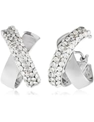 14K Gold Italian Cubic-Zirconia Criss-Cross Earrings
