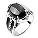 Men's Stainless Steel Ring Silver Tone Black Claw Oval