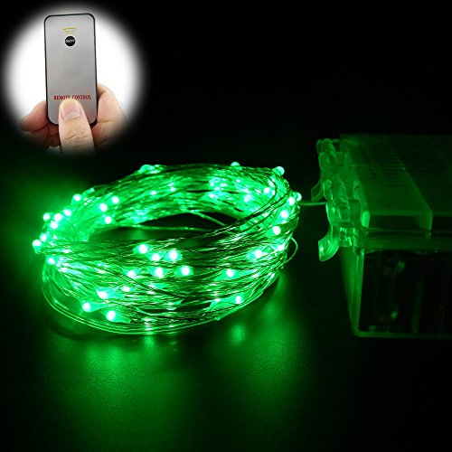 ER CHEN Remote Battery Operated Led String Lights 20ft 60 LED Silver Wire 8 Lighting Mode Waterproof Starry Light with Wireless Handheld Remote Control(Green)