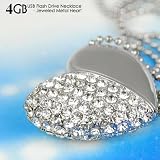 4gb Usb Flash Drive Necklace - Jeweled Metal Heart Usb Memory Stick Pendant - Ideal Gift