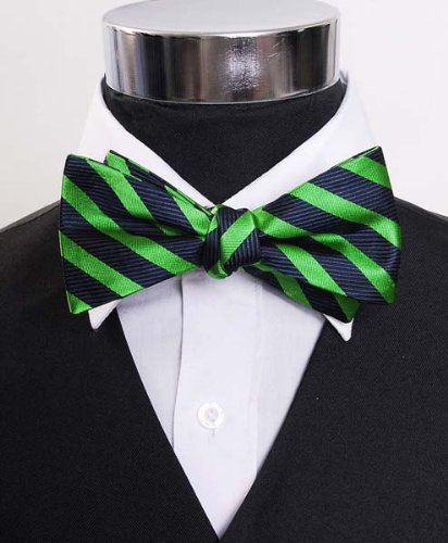Green and Black Stripe St. Patricks Day Silk Bow Tie