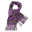 100% Wool Classic Plaid Tassel Ends Long Scarf - Various Colors Available