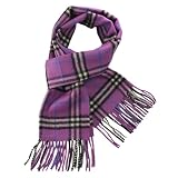 100% Wool Classic Plaid Tassel Ends Long Scarf - Various Colors Available