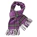 100% Wool Classic Plaid Tassel Ends Long Scarf - Various Colors Available