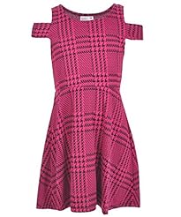 Girls Cotton/Polyester Houndstooth Print  Dress