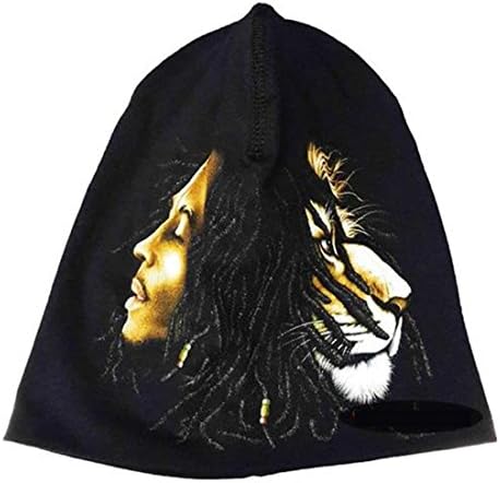 BOB MARLEY&amp;LION Beanie Hat Behead Wear Black Headwear Cotton100%