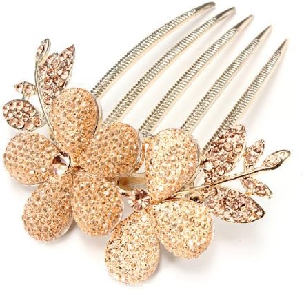 Click Down 1pcs Charm Fashion Lady Girl Flower Pattern Alloy Rhinestone Barrette Hair Clip Comb-1