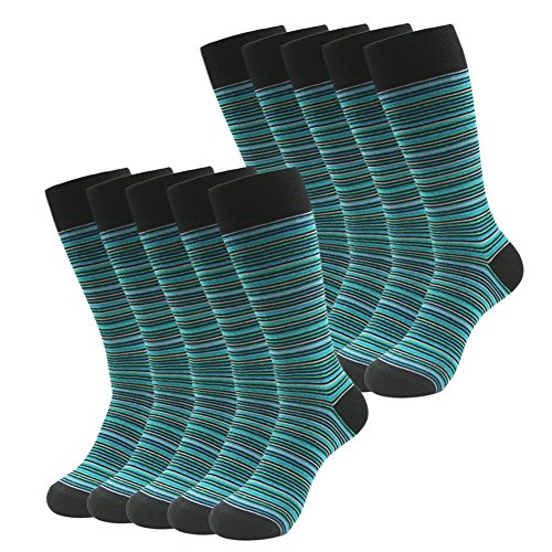 SUTTOS Men's 10 Pairs Cotton Funky Argyle Diamond Striped Long Crew Dress Socks