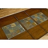 Dining Table with Slate Inlaid Top in Brown Cherry Finish