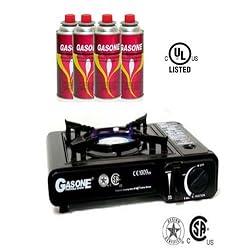 GAS ONE Portable Butane Gas Stove With 4 Butane Fuel by GASONE