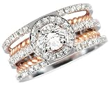 Diamond Engagement Ring 1.28 Carat (ctw) in White and Pink 18K Gold