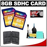 Transcend 8GB SecureDigital Class 10 (SDHC) Memory Card (2 PACK) + SD Hard  ....