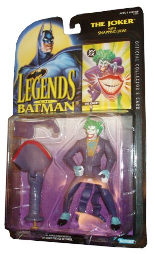  Kenner Year 1994 Legends of Batman 5 Inch Tall Action Figure - THE JOKER with Snapping Jaw and Joker's Pistol Plus Bonus Official Collector's Card