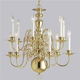 Progress Lighting P4386-10: Americana Polished Brass Twelve-Light Chandelier by Progress Lighting