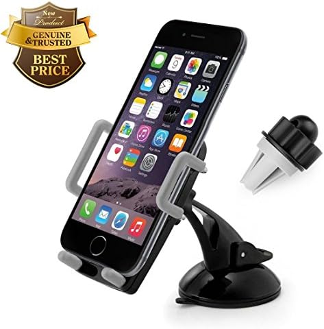 Car Mount,Aakia Super 3IN1 360° Rotation Universal Adjustable Dashboard/Air Vent/Windshield Car Phone Mount GPS Holder Cradle for iPhone7/7Plus/6/6S/6SPlus/5S/5,Samsung, Android ect-1 Year Warranty