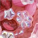 Czech Glass Bead Mix Variety Shapes Rose Pink (2 Ounce)