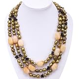 EXP Handmade Agate, Pearl, Glass & Silver Necklace