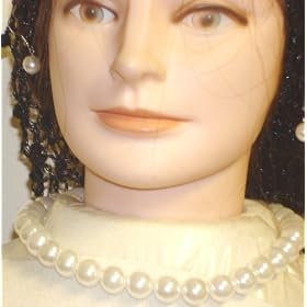 White Cultured Pearls Short Chain Necklace and Earrings for Women and Teens