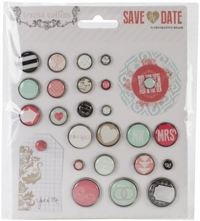 Teresa Collins SD1012 Save The Date Decorative Brads 25-Pkg-