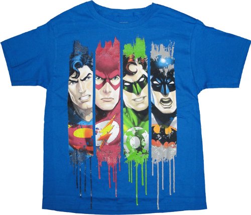  Justice League Drip Youth Boys T-Shirt Blue