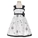 Toddler Girls White Black Flower Applique Special Occasion Dress 2-4T