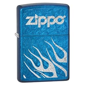 Zippo Flames Cerulean Lighter (Blue, 5 1/2 x 3 1/2-cm)