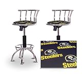 2 24"-29" Pittsburgh Steelers Seat Chrome Adjustable Specialty / Custom Bar ....
